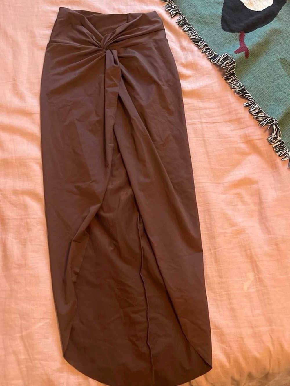 SKIMS Brown Twist-Front Maxi Skirt